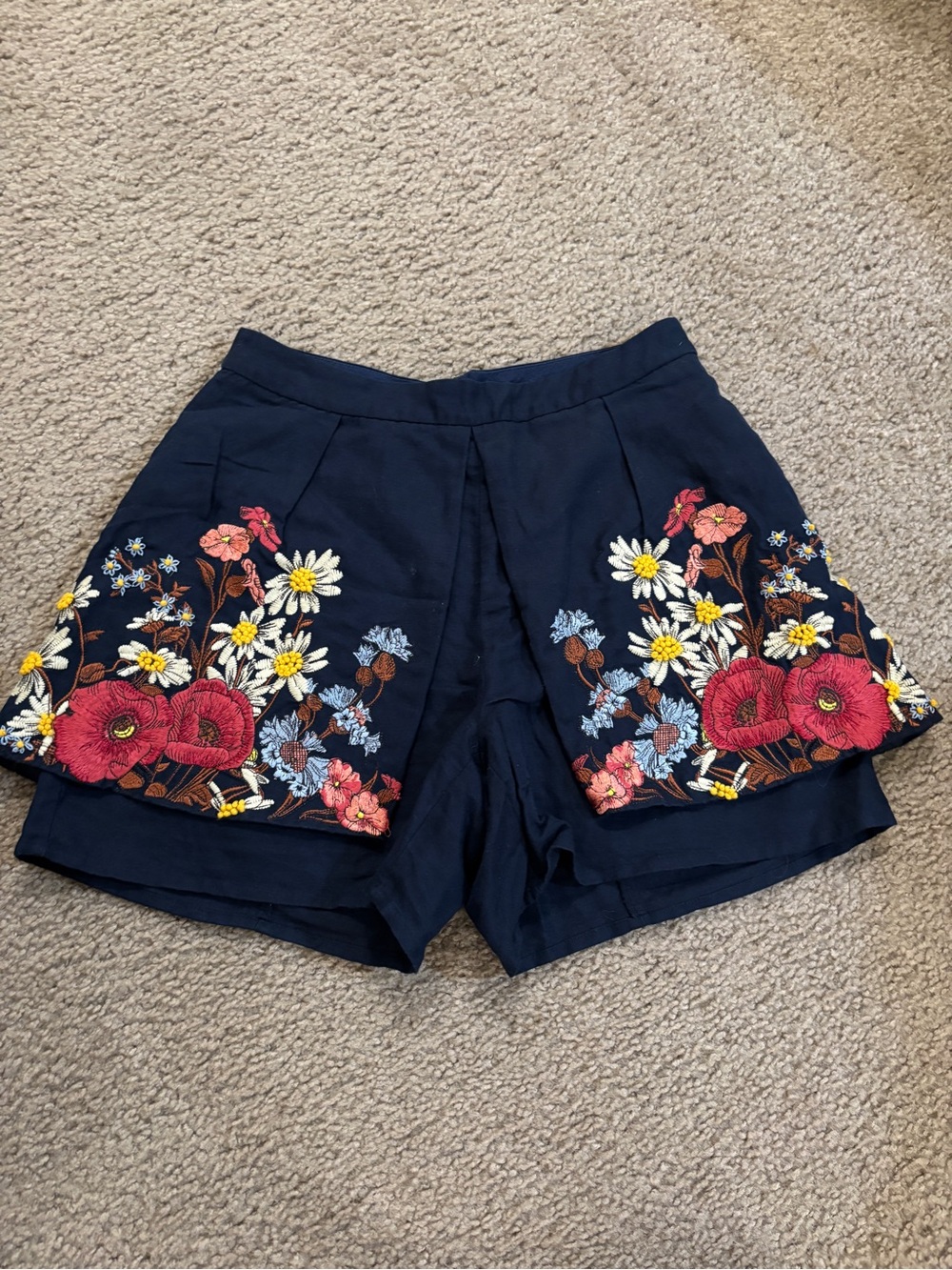 elevenses Navy Floral Embroidered Women's Skort